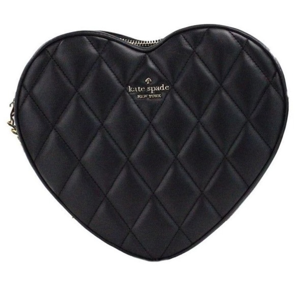 NWT Kate Spade Love Shack Black Quilted Heart Crossbody Bag Purse Handbag - Picture 6 of 12